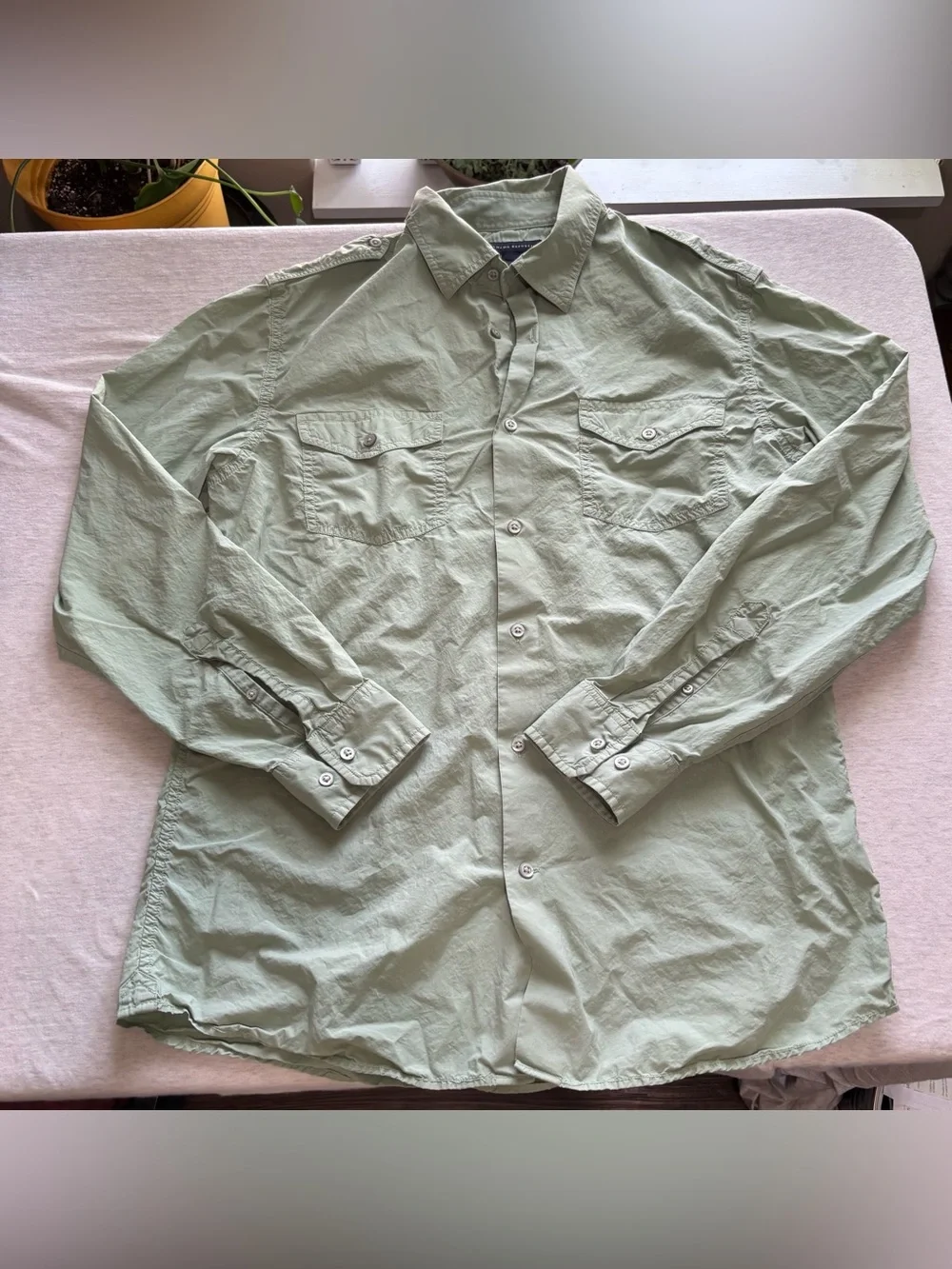 Banana Republic Sage Green Utility Button-Up Shirt Cotton Men’s Large